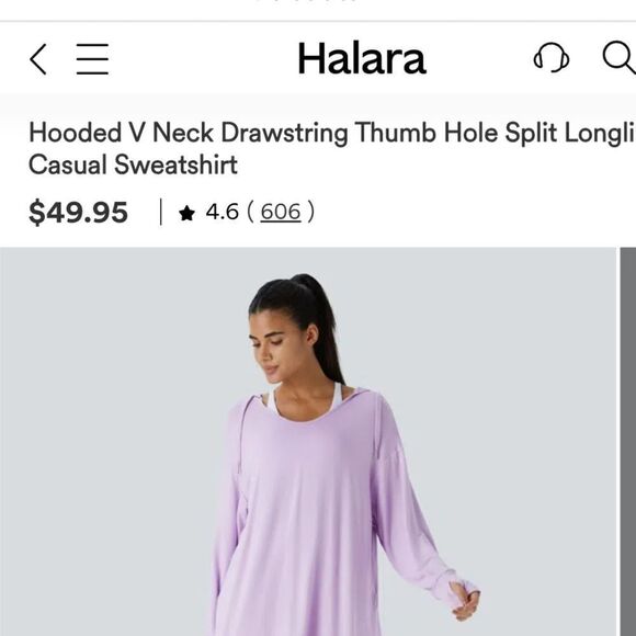 Halara V neck Drawstring Long Swewtshirt - Picture 7 of 12